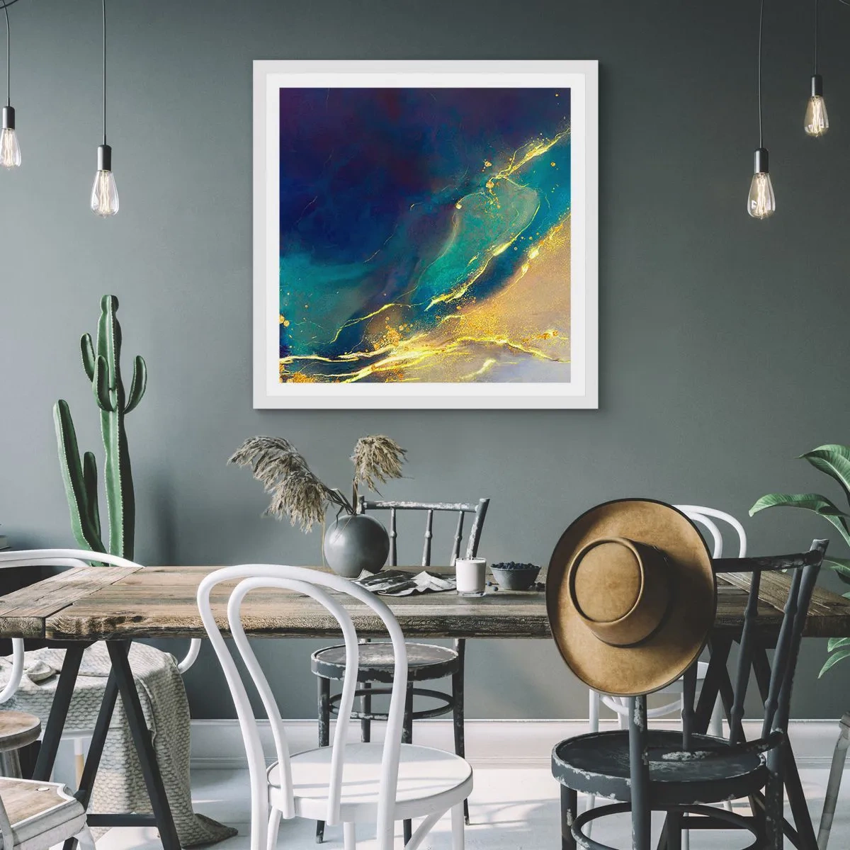 Poster în ramă albă - Baltă de aur - 60x60 cm