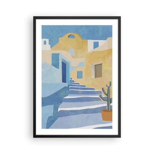 Poster în ramă neagră - Arhitectură mediteraneană în culori pastelate - 50x70cm - O zi într-un oraș arab - Decorațiune modernă pentru perete pentru living și dormitor ARTTOR