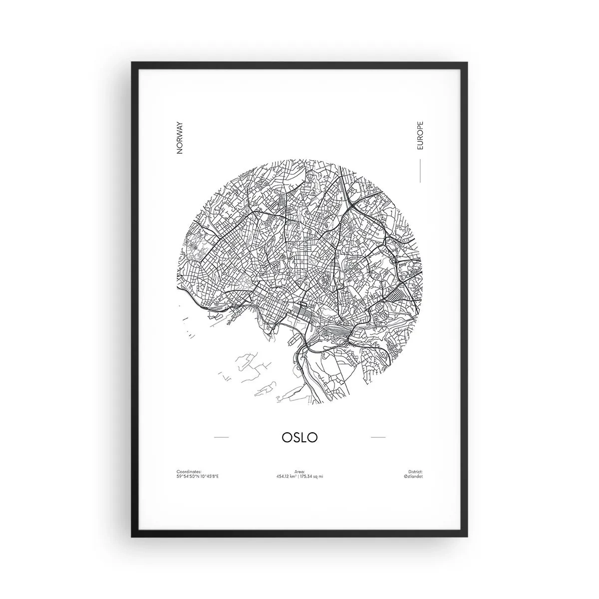 Poster în ramă neagră - Anatomia Oslo - 70x100 cm