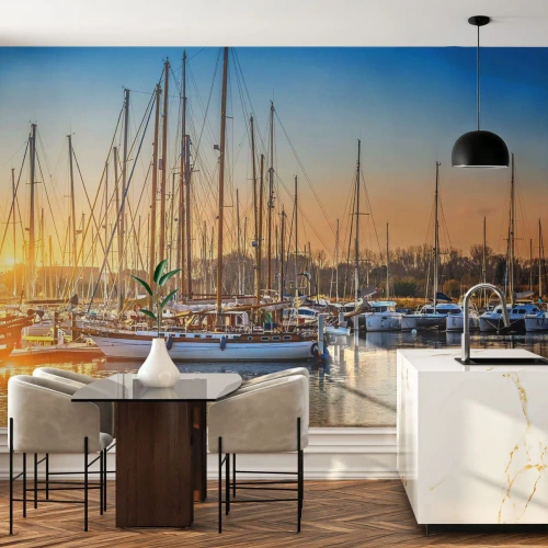 Tapet Premium Canvas - Vântul trebuie să doarmă și el - Peisaj, Marina, Barcă cu pânze - 350x256 cm