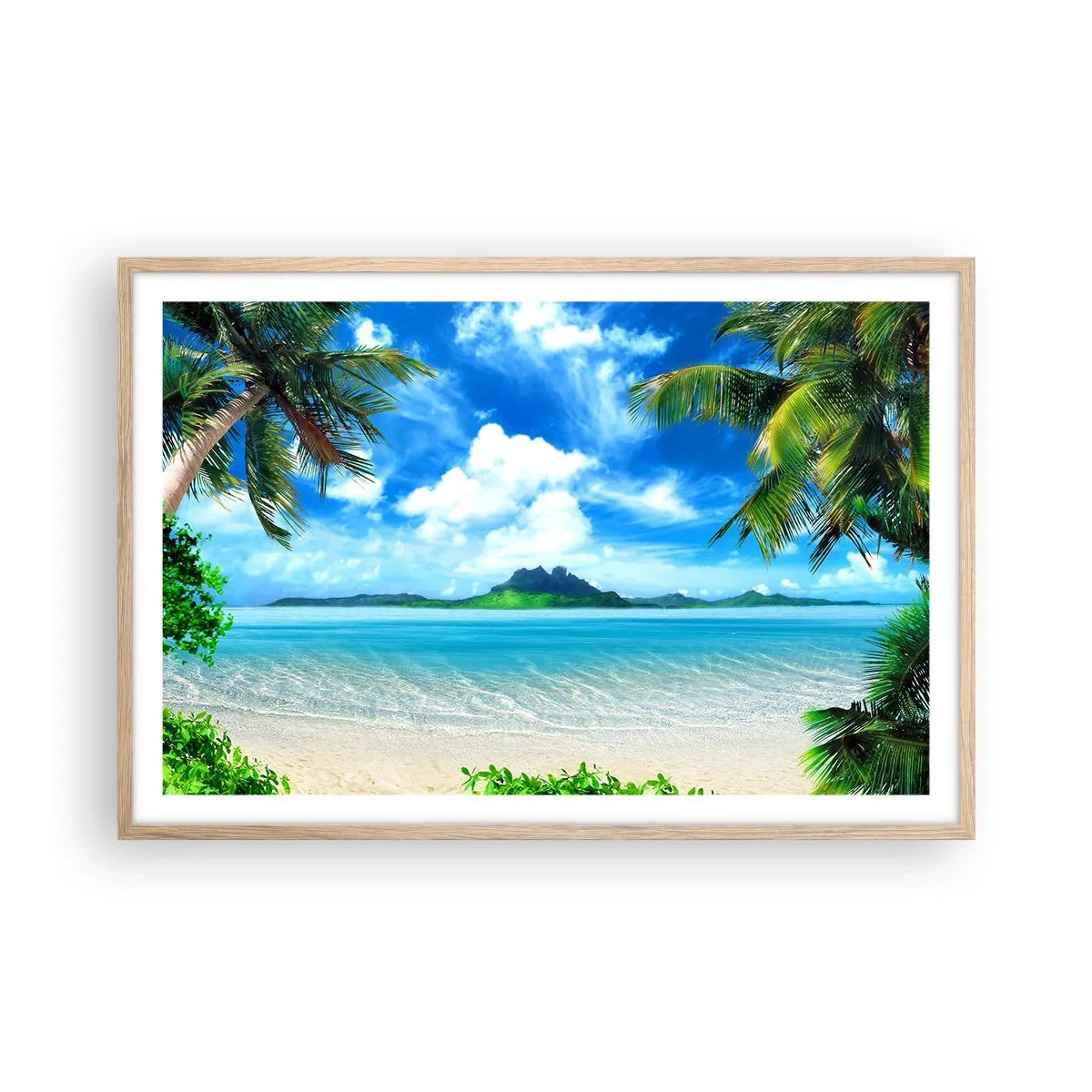 Poster în ramă de stejar deschis - Azur de la tropice - 91x61 cm