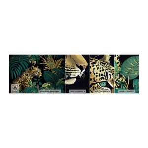 Mostră tapet Premium Canvas - Domnitorul junglei - leopard, Junglă, Tropical - 100x30 cm