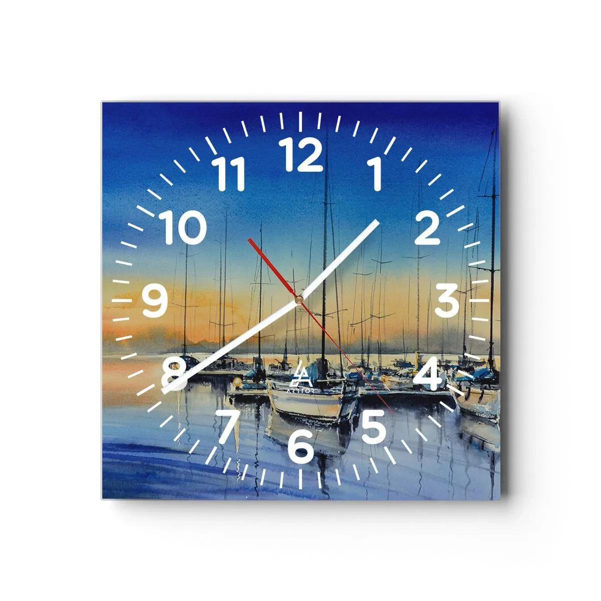 Ceas de perete - Ceas pe sticlă - Sfârșitul unei zile bune - 30x30 cm