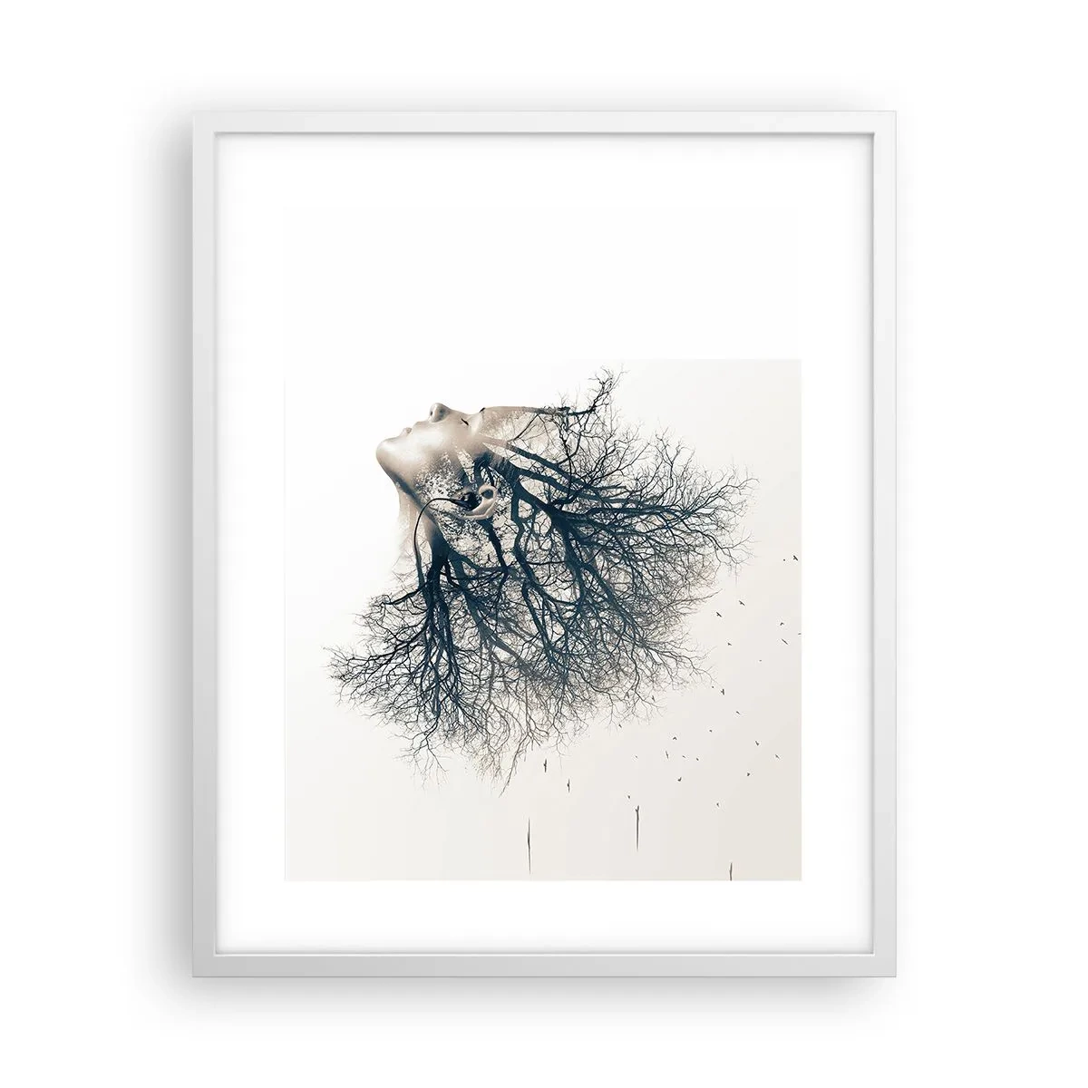Poster în ramă albă - Ascultând șoapta copacului - 40x50 cm