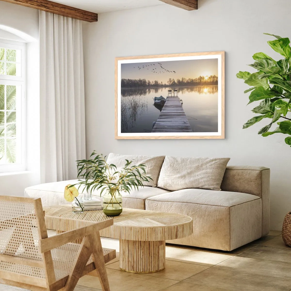 Poster în ramă de stejar deschis - O să mă întorc în curând - 40x30 cm