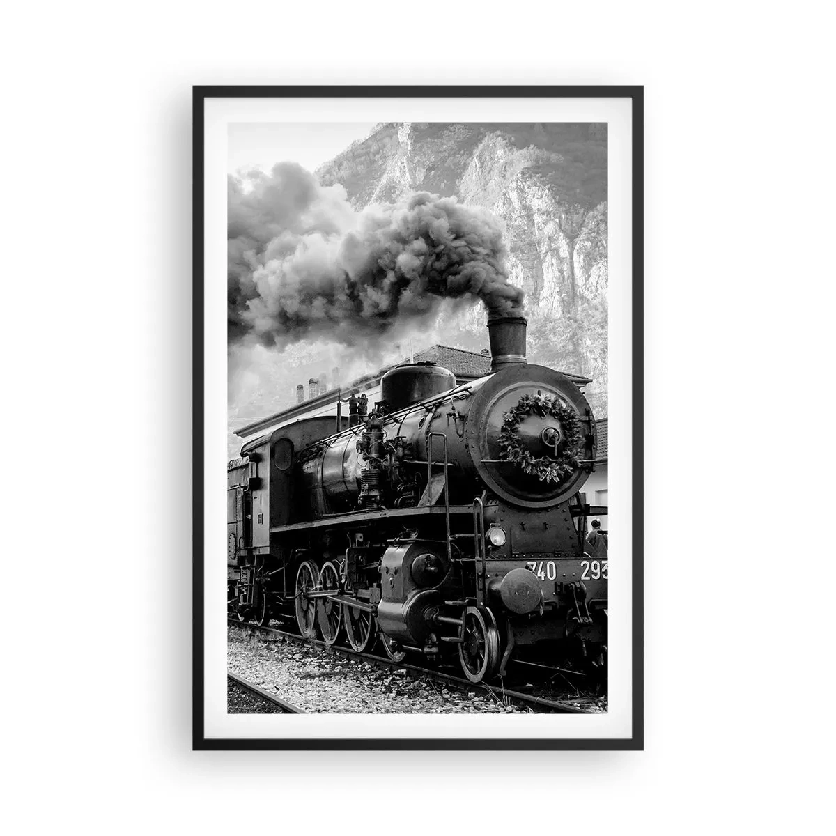 Poster în ramă neagră - La gară... - 61x91 cm