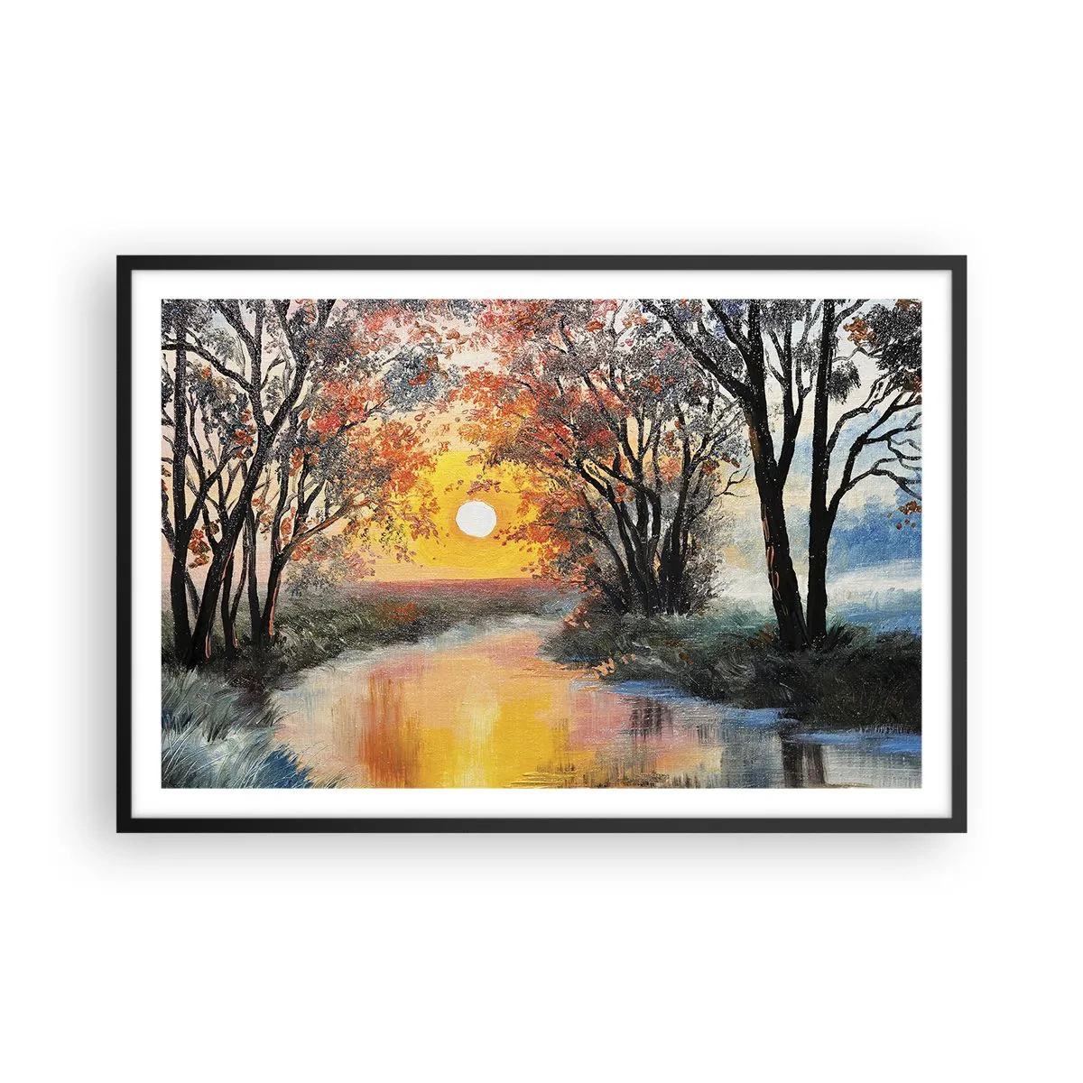 Poster în ramă neagră - Atmosferă de toamnă - 91x61 cm
