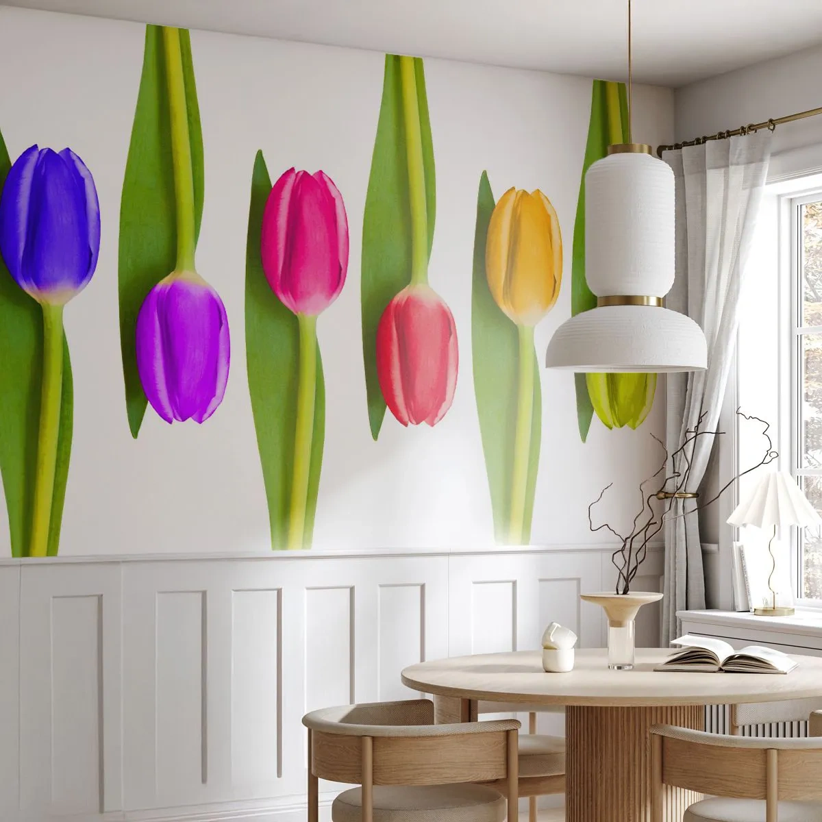 Tapet Standard Eco - Compoziție curcubeu - Flori, Lalele, Natură - 200x140 cm