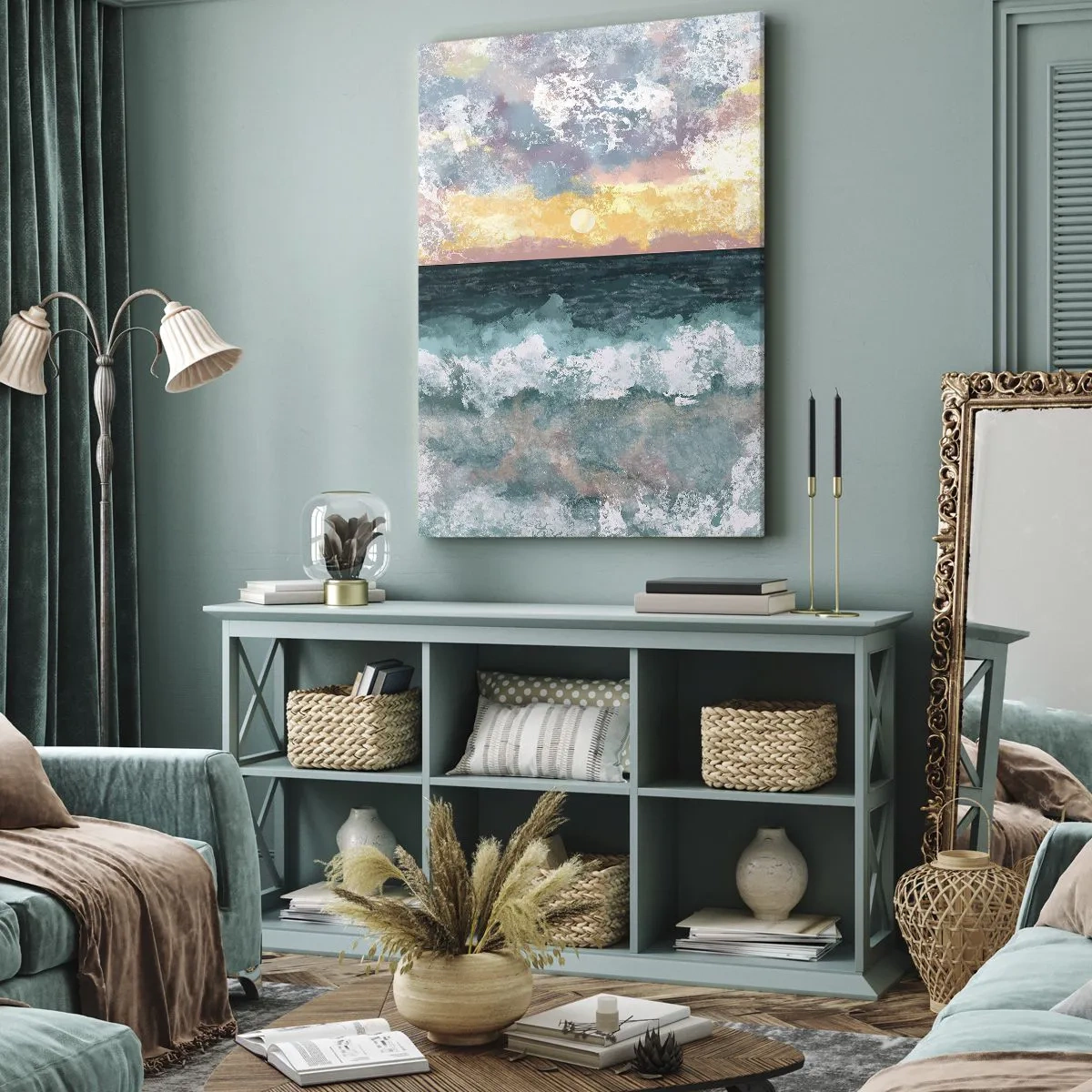 Tablou pe pânză - Apă, lumină, aer - 65x120 cm