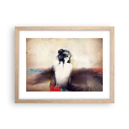 Poster în ramă de stejar deschis - Linii moi, forme ovale - 40x30 cm