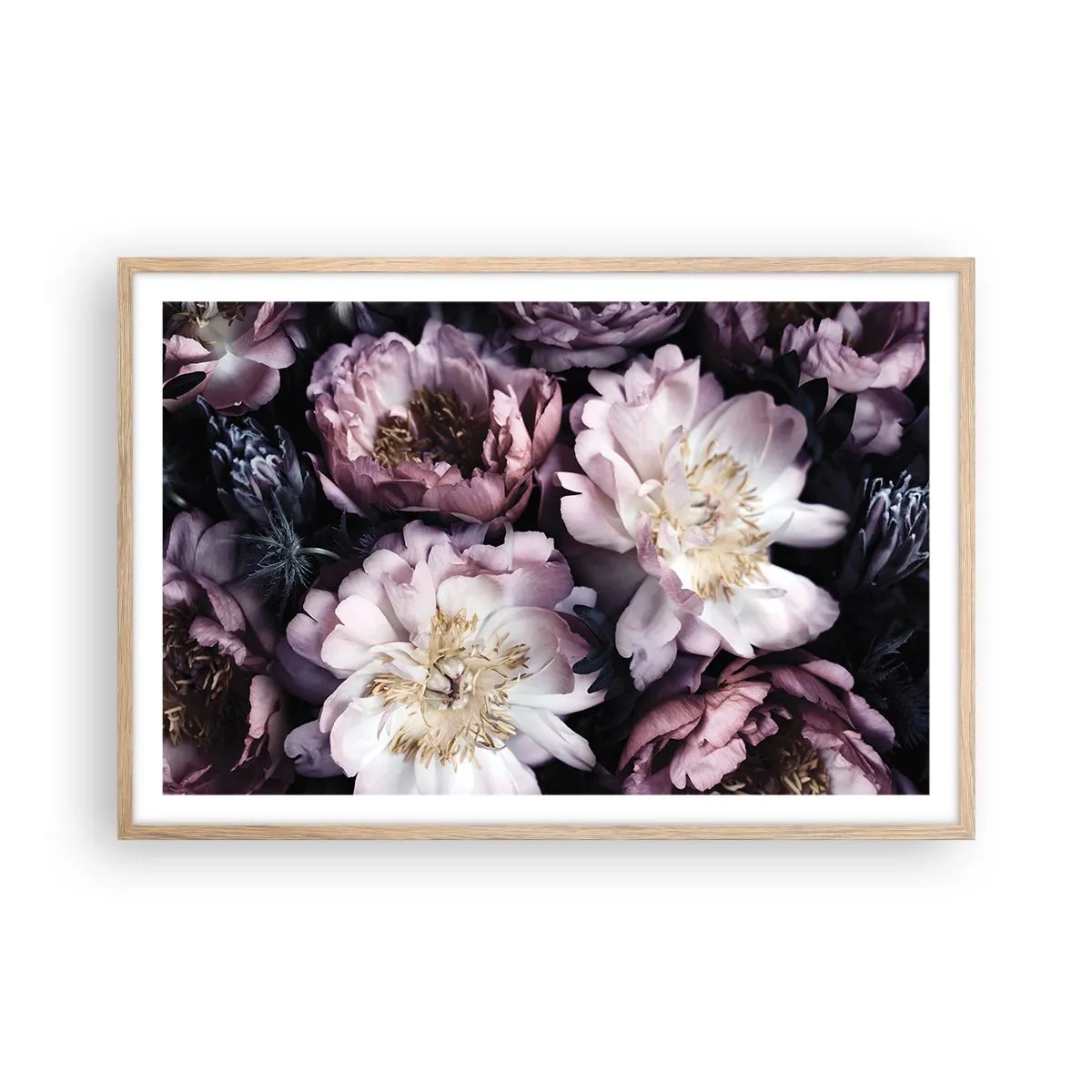 Poster în ramă de stejar deschis - Buchet în stil vechi - 91x61 cm