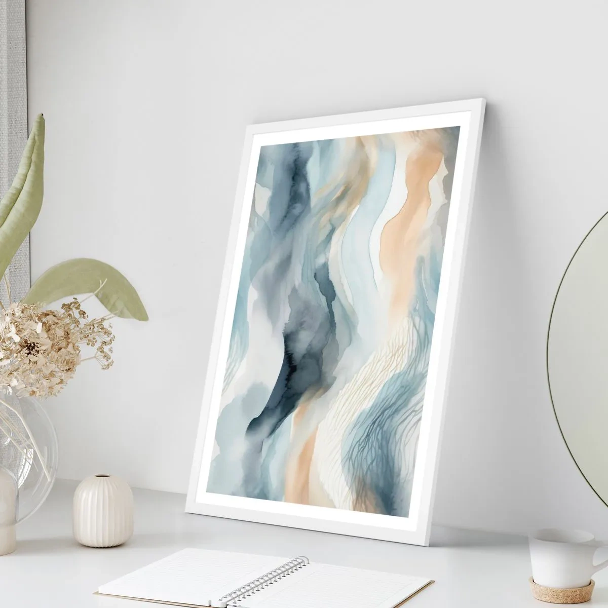 Poster în ramă albă - Abstracție de zăpadă și ceață - 70x100 cm