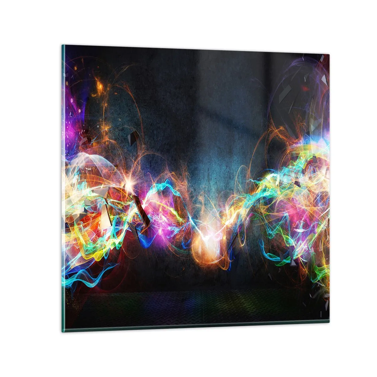 Tablou pe sticlă - Cu bucurie împotriva întunericului - 60x60 cm