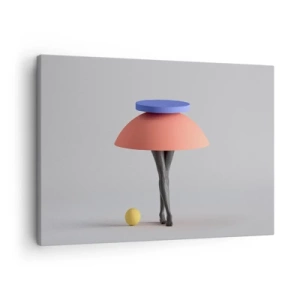 Tablou pe pânză Canvas - Compoziție geometrică abstractă cu picioare și o minge - 70x50cm - Compoziție suprarealistă - Decorațiune modernă pentru perete pentru living și dormitor ARTTOR