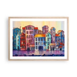 Poster în ramă de stejar deschis - Un oraș ca în basm - 70x50 cm