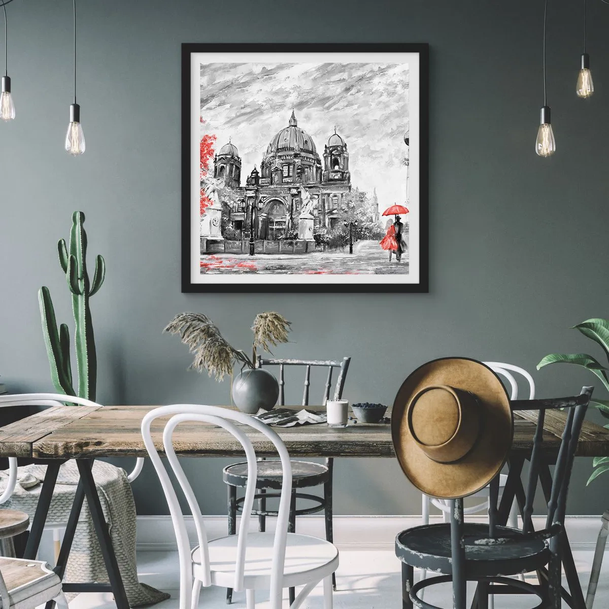 Poster în ramă neagră - Reuniune în Berlin - 60x60 cm