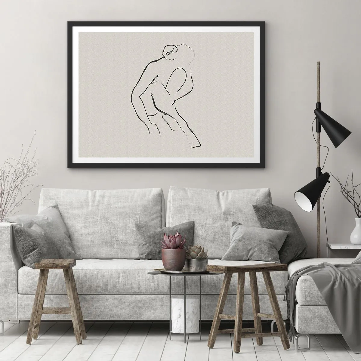 Poster în ramă neagră - Schiță intimă - 70x50 cm
