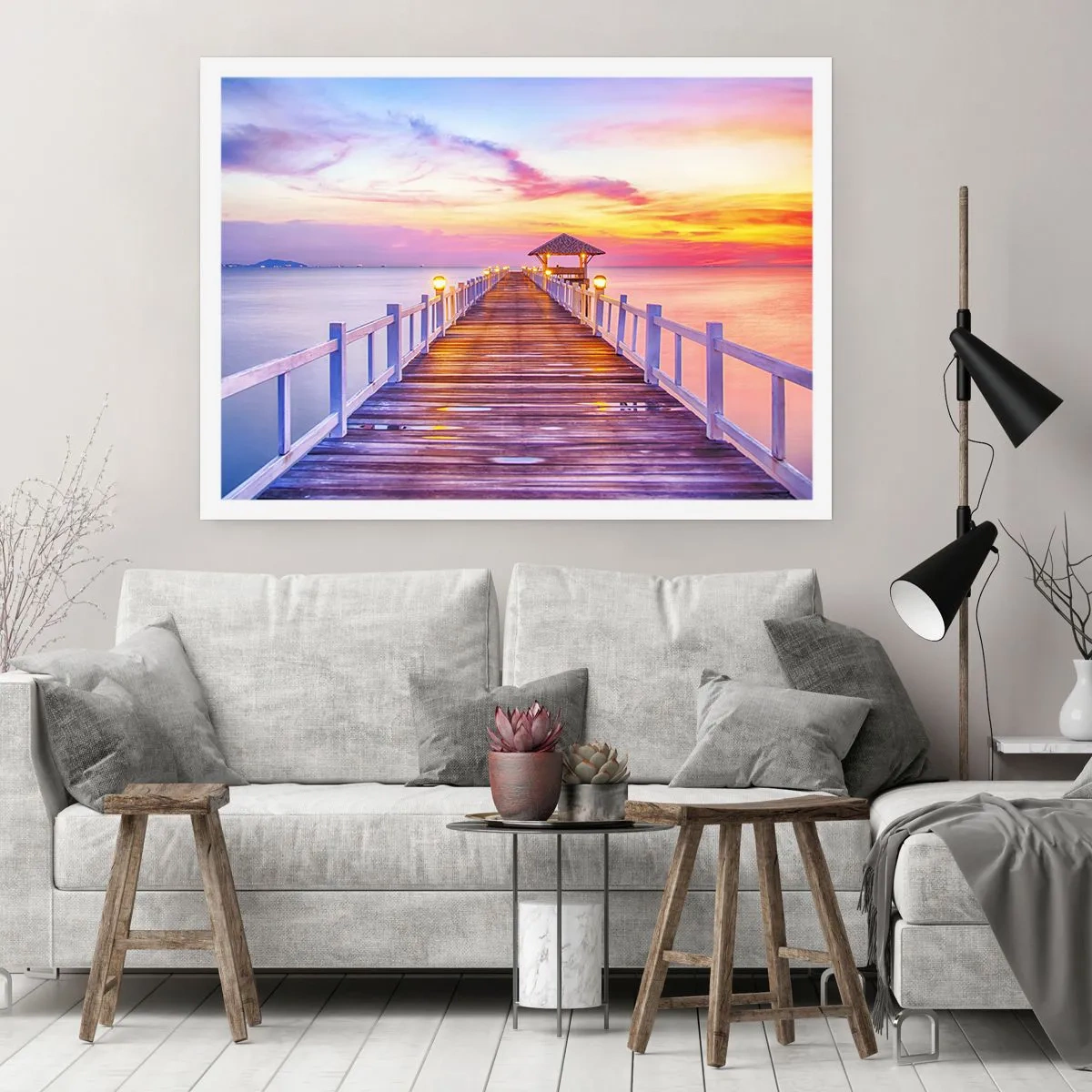 Poster - Tăcerea serii în liliac-auriu - 100x70 cm