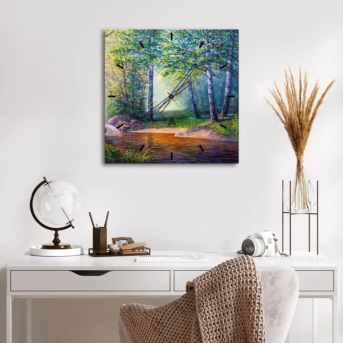 Ceas de perete - Ceas pe sticlă - Cadru idilic - 40x40 cm