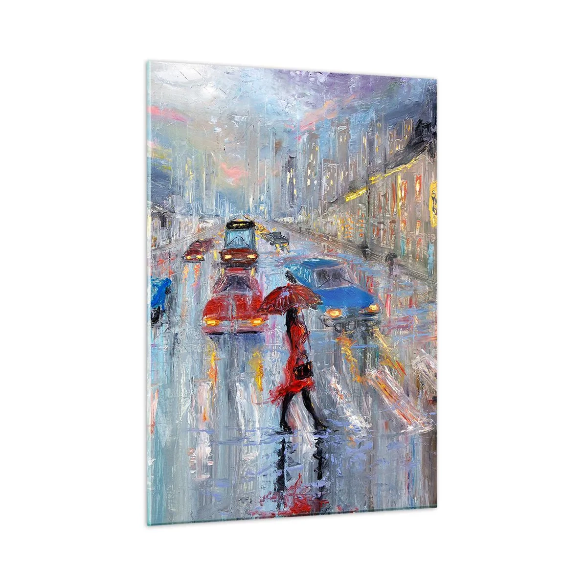 Tablou pe sticlă - O după-amiază ploioasă în oraș - 50x70 cm