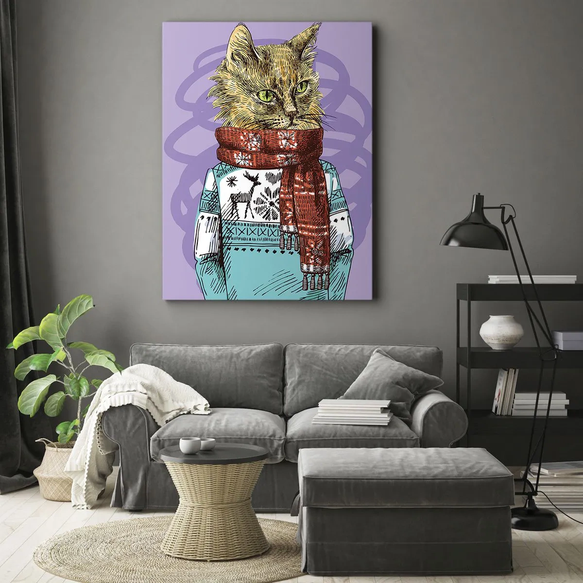 Tablou pe pânză - Motanul nu numai încălțat - 55x100 cm