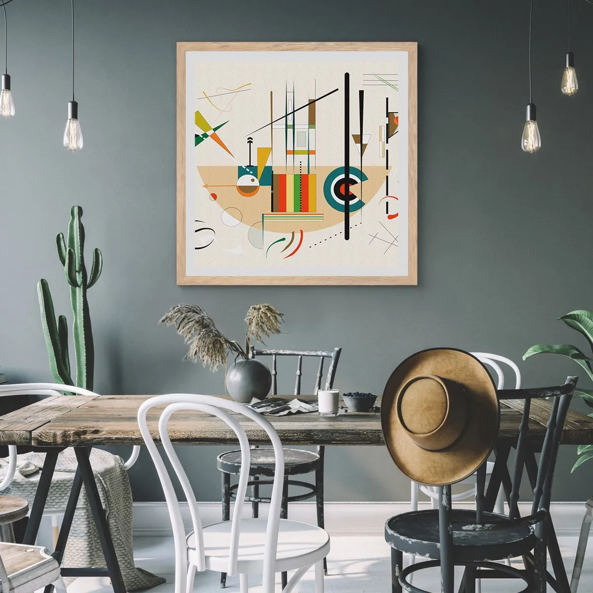 Poster în ramă de stejar deschis - Și lumea râde - 40x40 cm