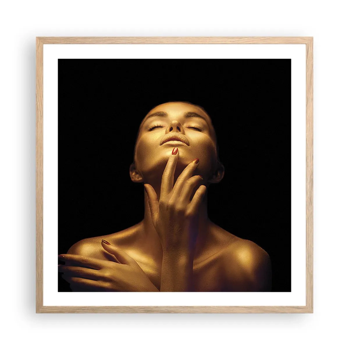 Poster în ramă de stejar deschis - Ca mătasea aurie - 60x60 cm