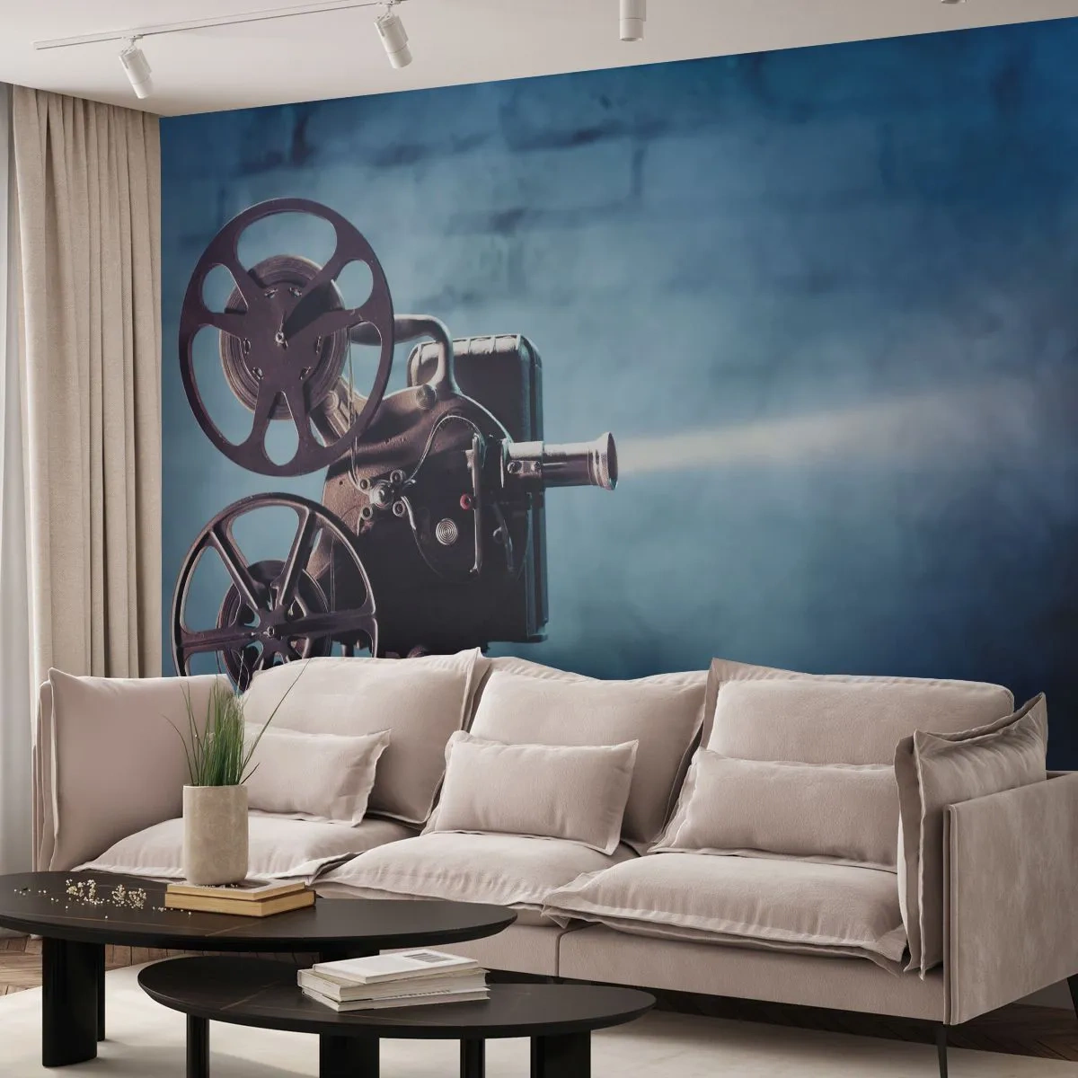 Tapet Standard Eco - Într-un cinematograf vechi - Proiector de film, Epocă, aparat foto - 400x280 cm