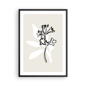 Poster în ramă neagră - Desen minimalist cu flori - 50x70cm - Schiță pentru ierbar - Decorațiune modernă pentru perete pentru living și dormitor ARTTOR