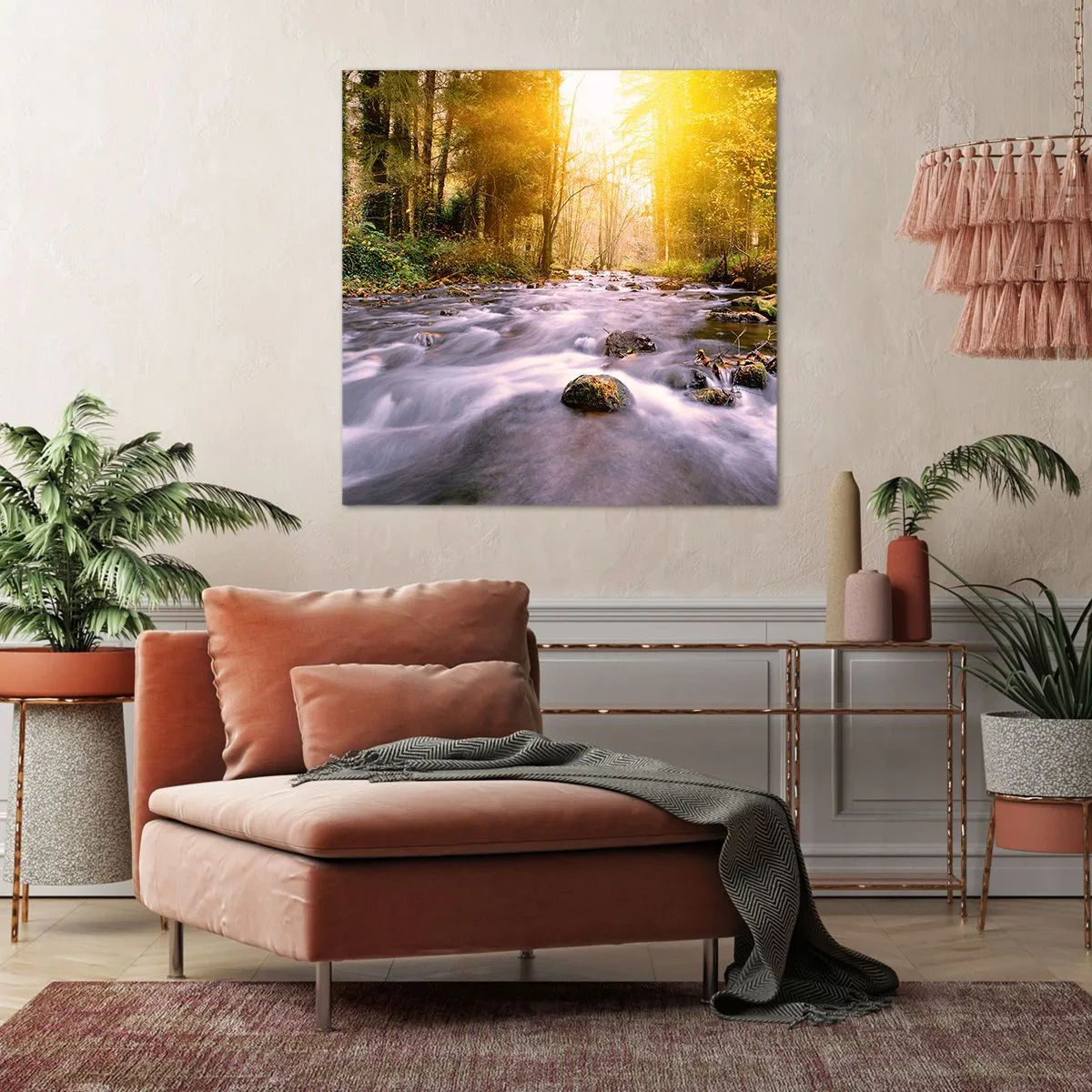 Tablou pe pânză - Malachit în rame de argint și aur - 60x60 cm