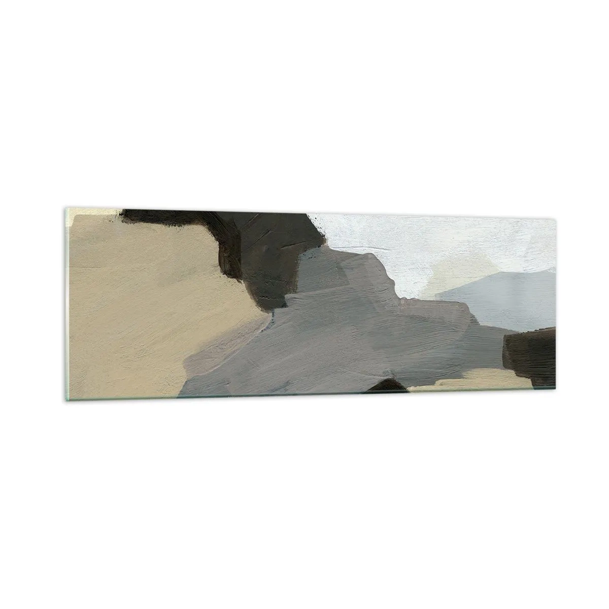 Tablou pe sticlă - Abstracție: despărțirile griului - 90x30 cm