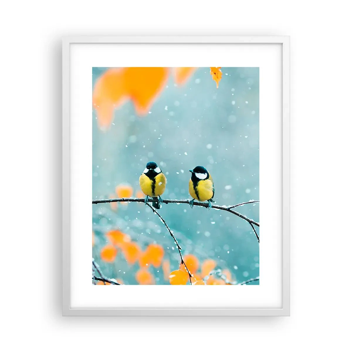 Poster în ramă albă - Bârfele păsărilor - 40x50 cm