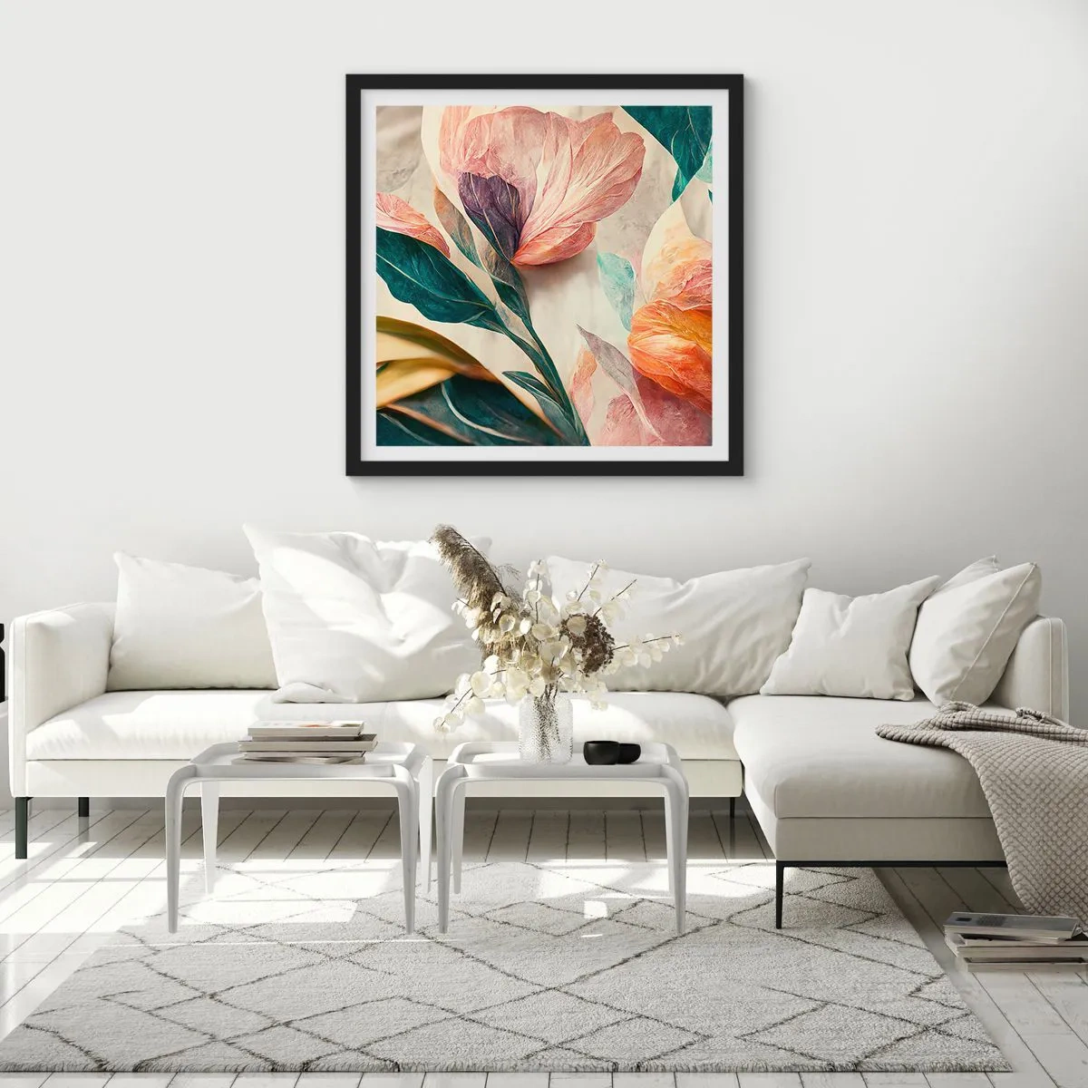 Poster în ramă neagră - Flori din insulele sudice - 30x30 cm