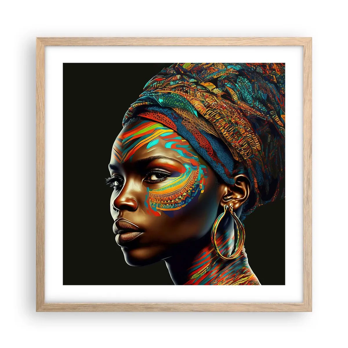 Poster în ramă de stejar deschis - Regina africană - 50x50 cm