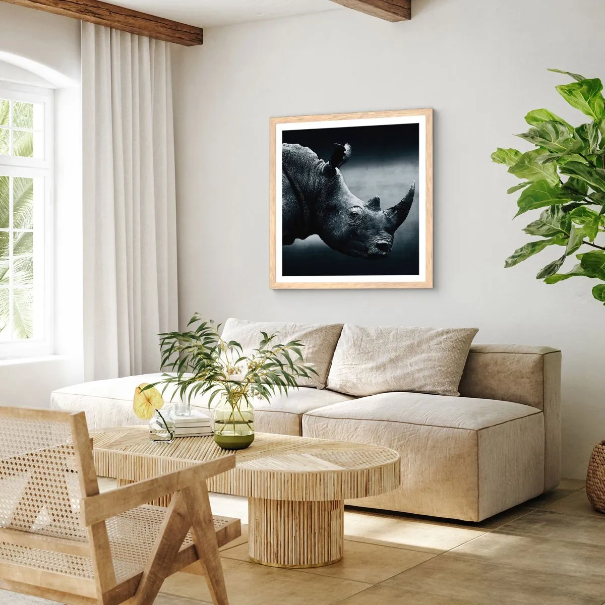 Poster în ramă de stejar deschis - Profil drept - 40x40 cm