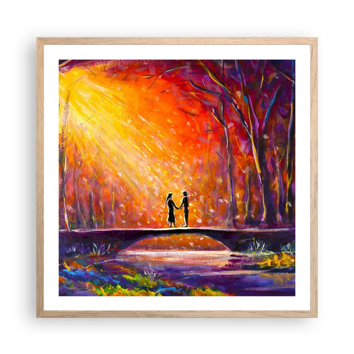 Poster în ramă de stejar deschis - Și cerul îi iubește - 60x60 cm