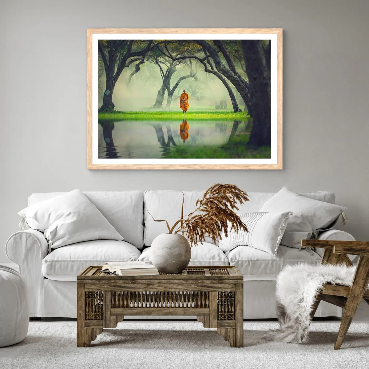 Poster în ramă de stejar deschis - Pe drumul spre iluminare - 100x70 cm