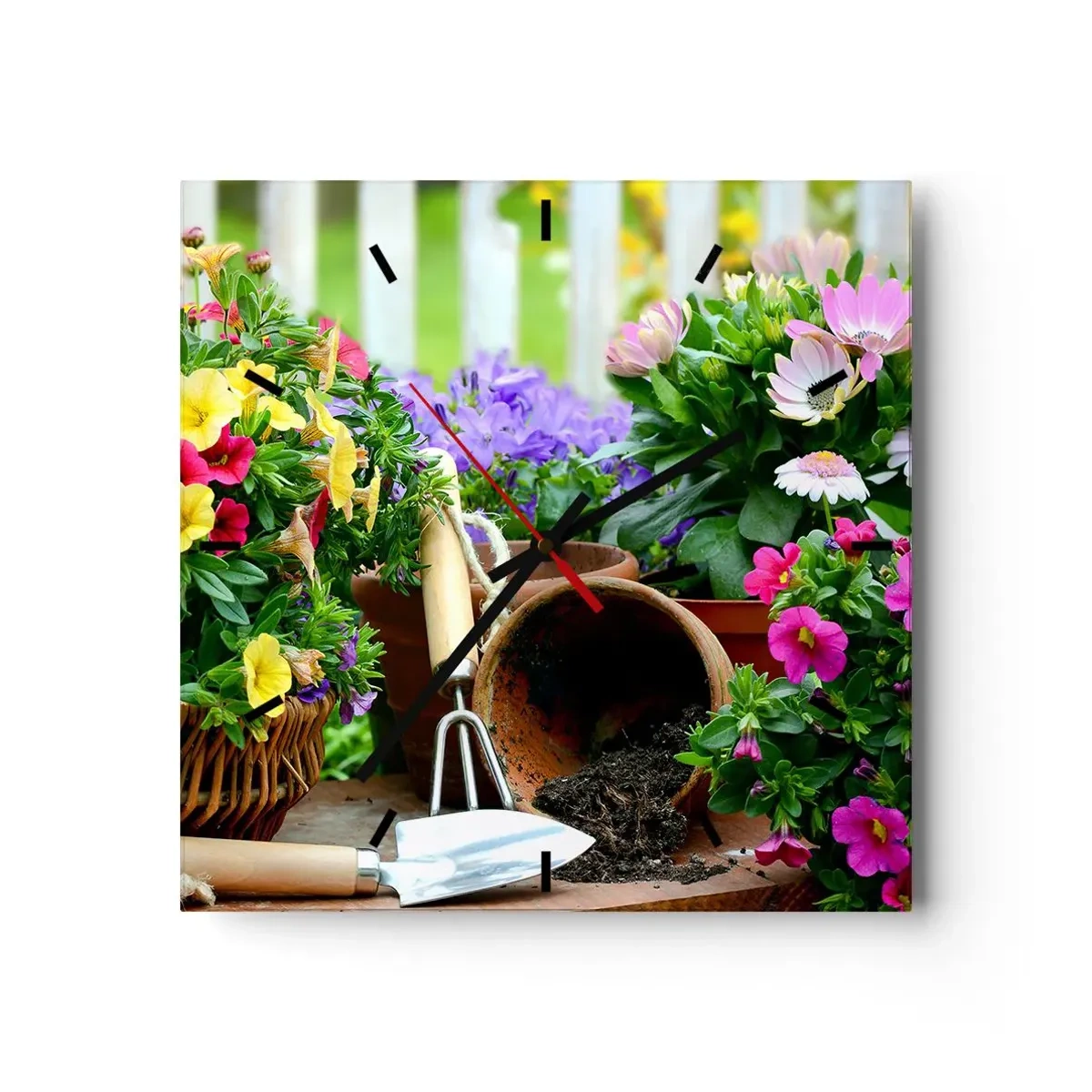 Ceas de perete - Ceas pe sticlă - Grădina Sofiei - 30x30 cm