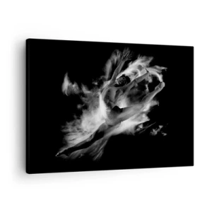 Tablou pe pânză Canvas - O dansatoare într-o poză dinamică pe un fundal negru - 70x50cm - Oprit în zbor - Decorațiune modernă pentru perete pentru living și dormitor ARTTOR