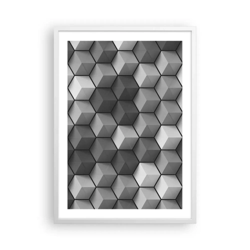 Poster în ramă albă - Puzzle cubist - 50x70 cm