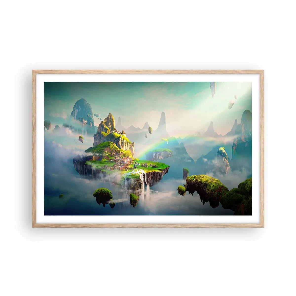 Poster în ramă de stejar deschis - Insule fericite - 91x61 cm