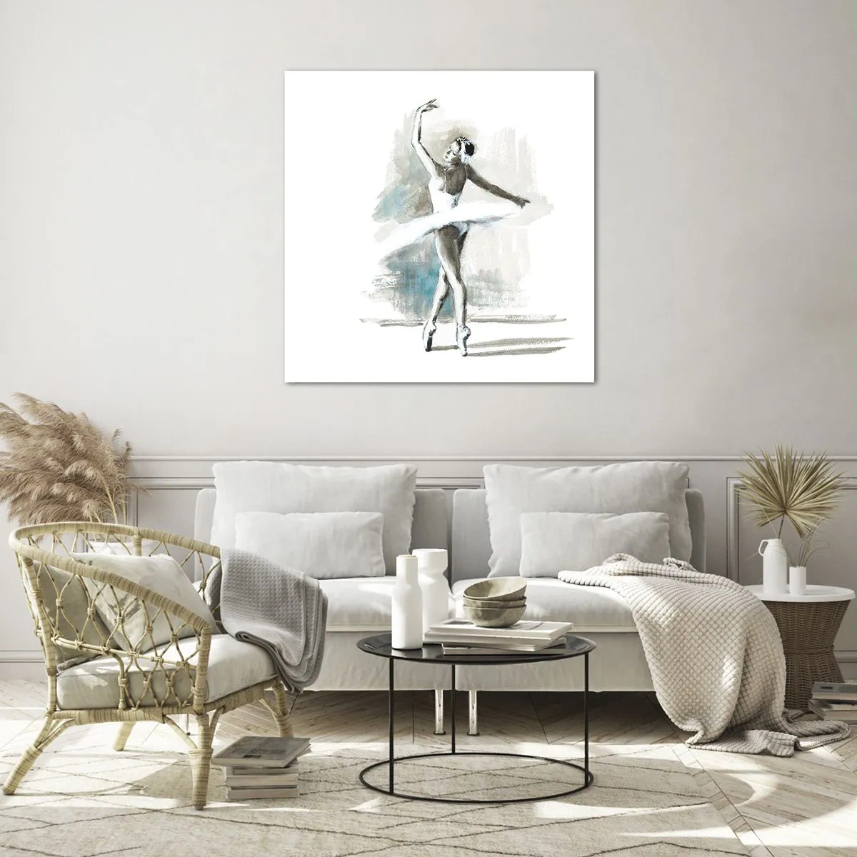 Tablou pe sticlă - Fermecată într-o lebădă - 50x50 cm