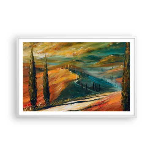Poster în ramă albă - Peisaj toscan - 91x61 cm