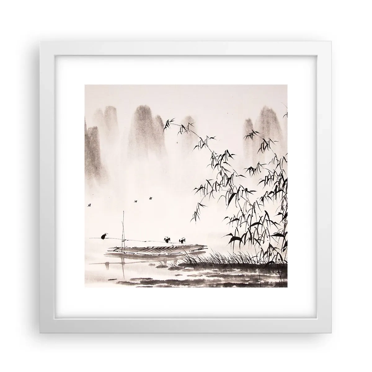 Poster în ramă albă - Liniștea câmpurilor de orez - 30x30 cm