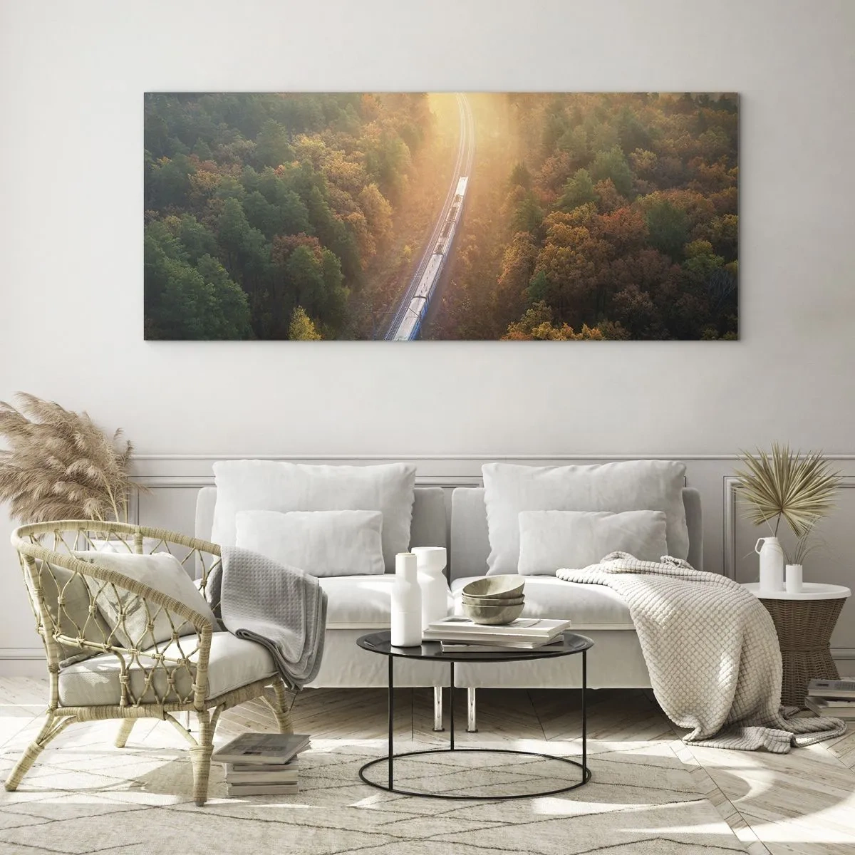 Tablou pe sticlă - Călătorie de toamnă - 100x40 cm