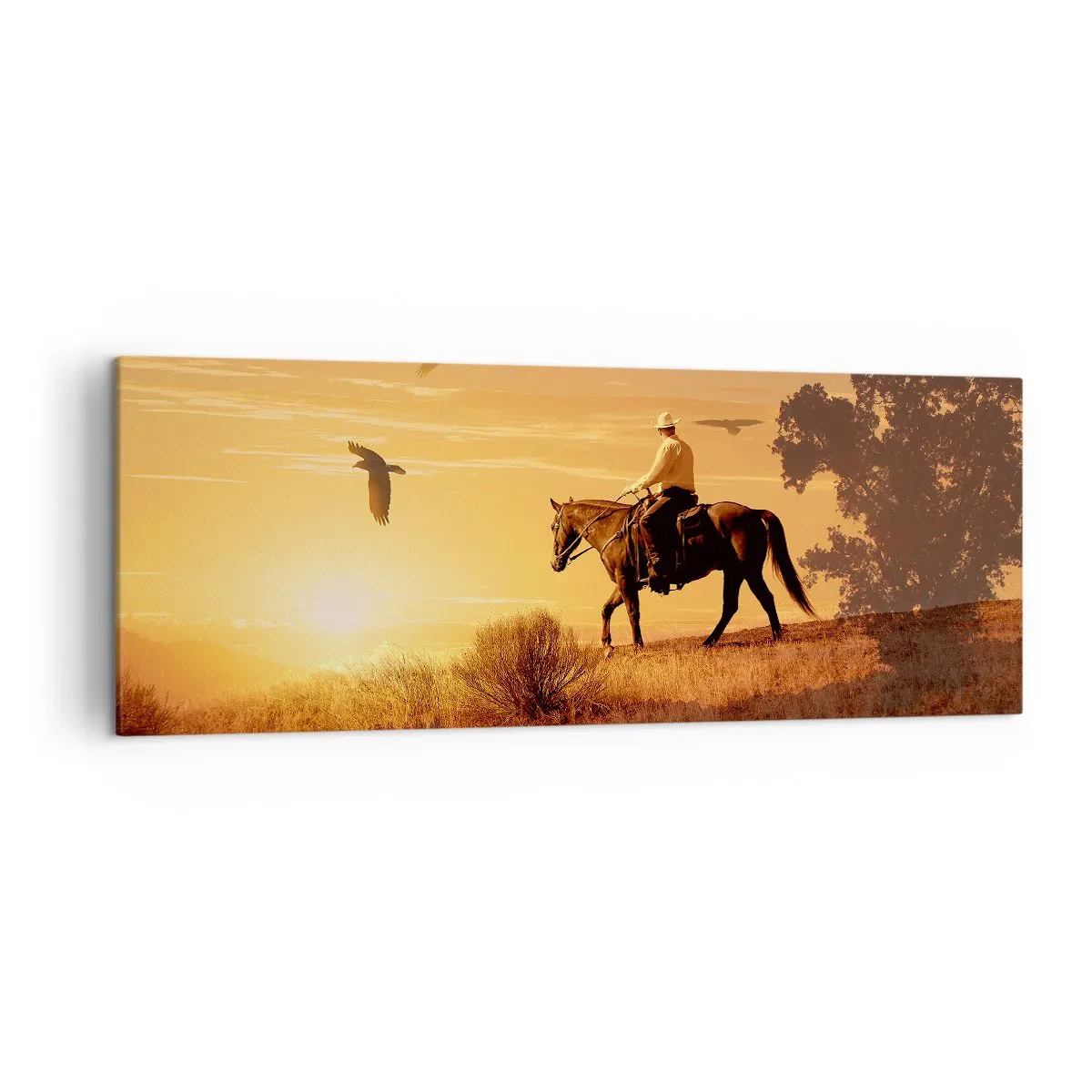 Tablou pe pânză - Singur peste prerie - 140x50 cm