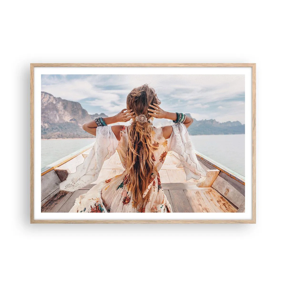 Poster în ramă de stejar deschis - Pe drumul spre fericire - 100x70 cm