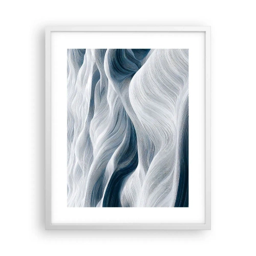 Poster în ramă albă - Valuri albastre și albe - 40x50 cm