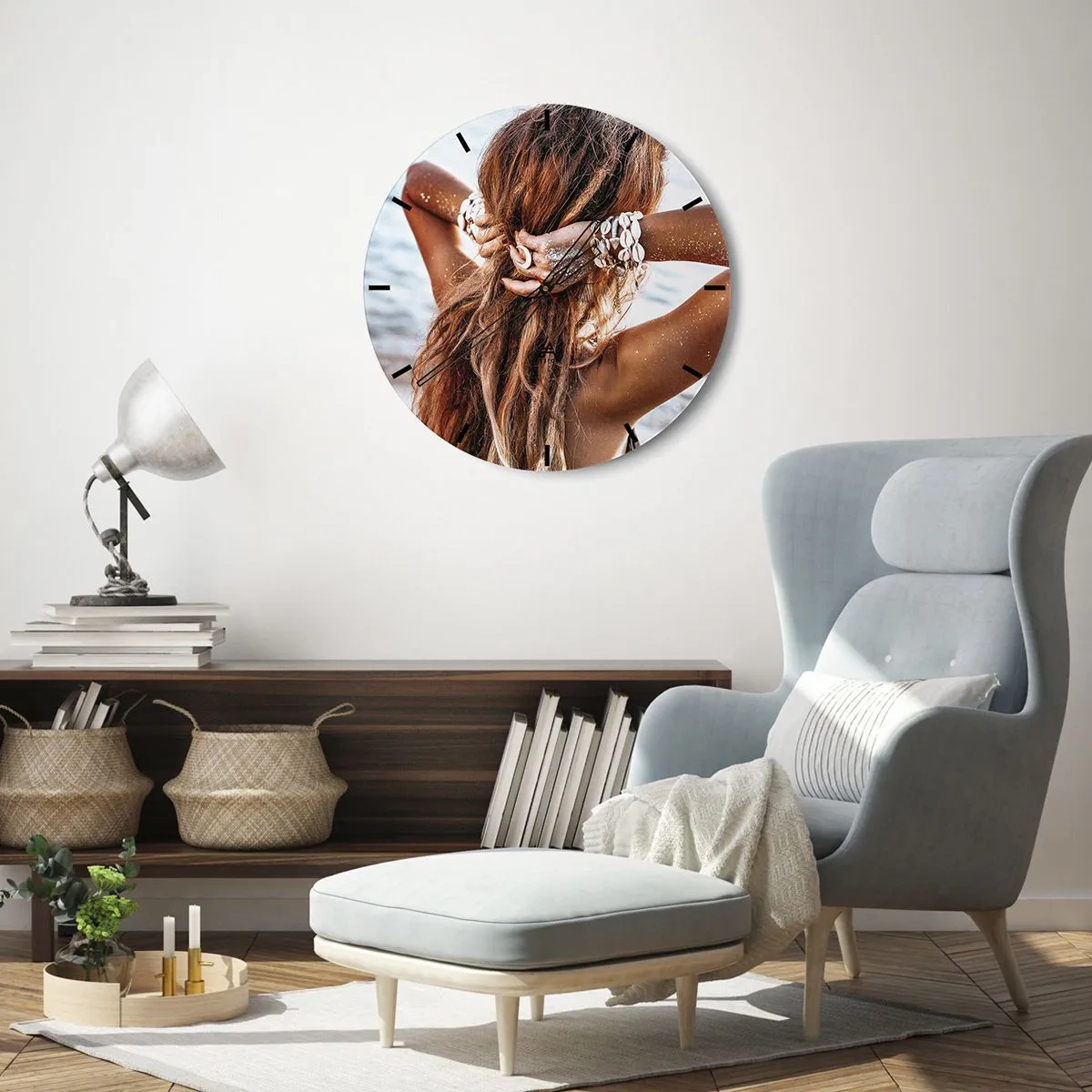 Ceas de perete - Ceas pe sticlă - Sora apei și a soarelui - 40x40 cm