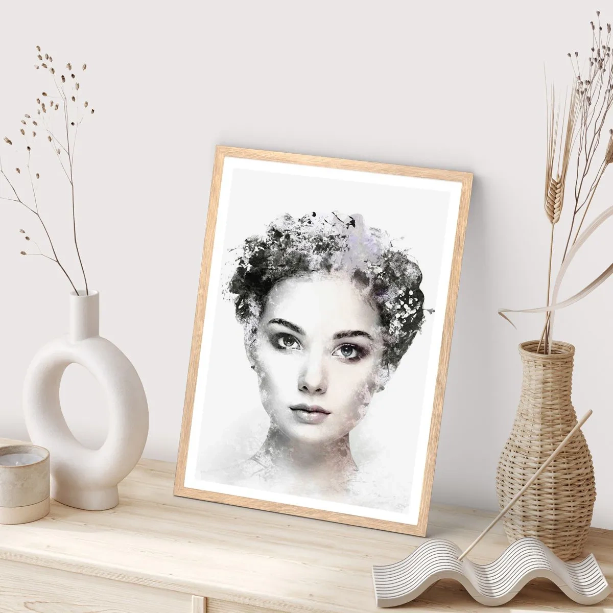 Poster în ramă de stejar deschis - Un portret extrem de elegant - 61x91 cm
